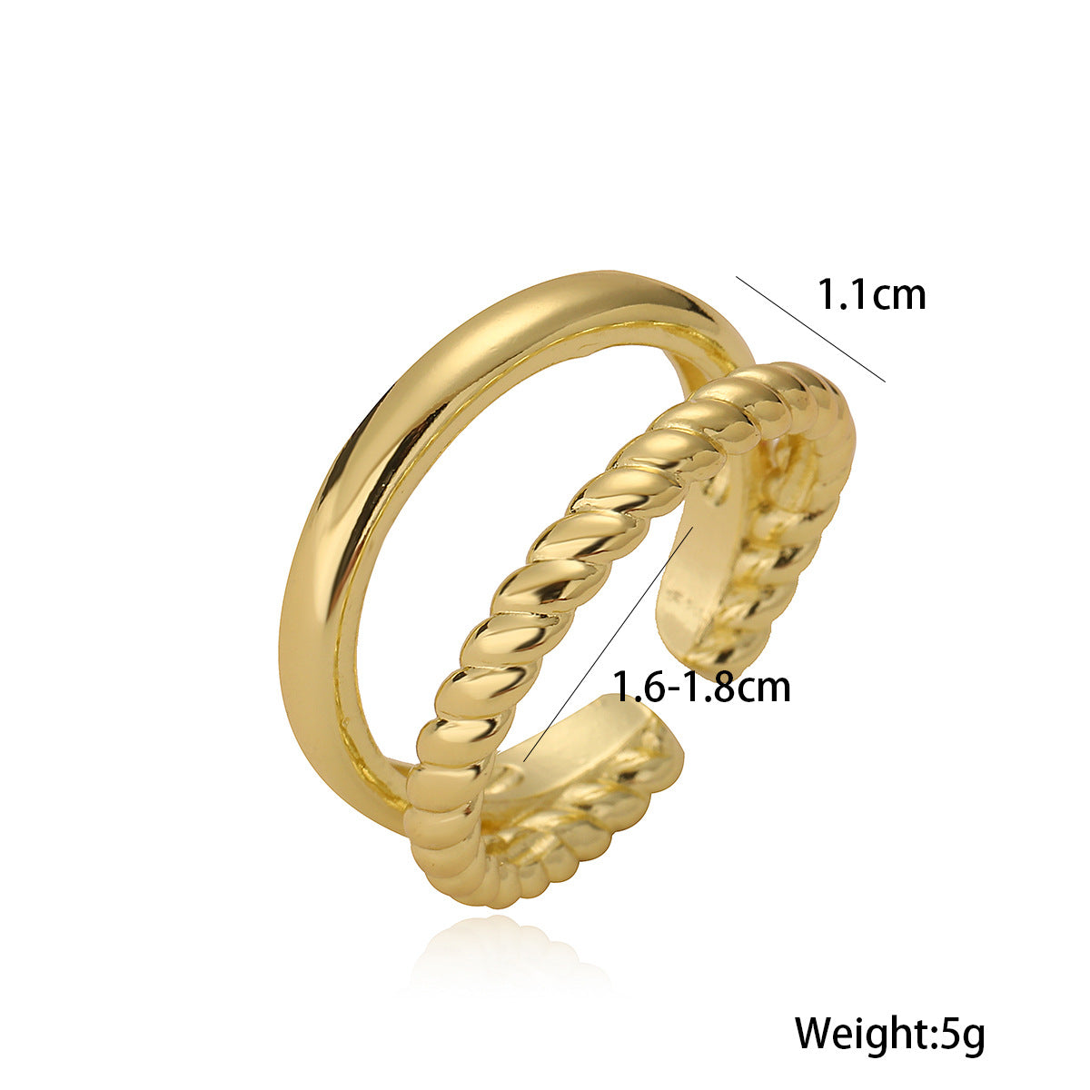 Minimalist Geometric Open Ring for Women in Copper with Micro-Pavé Setting