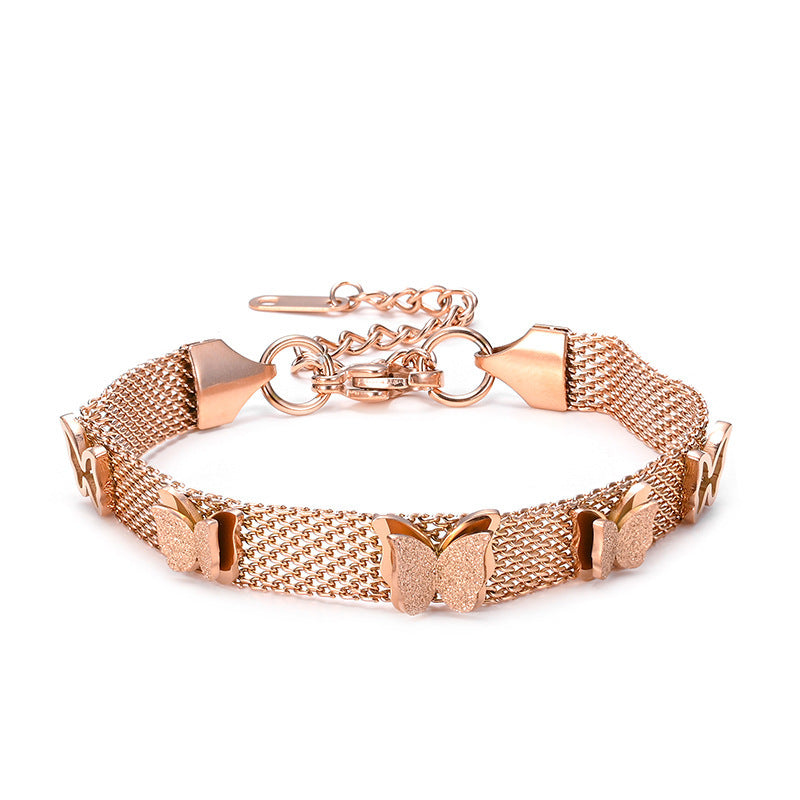 Butterfly Shaped Plated Titanium Steel Bracelet for Women