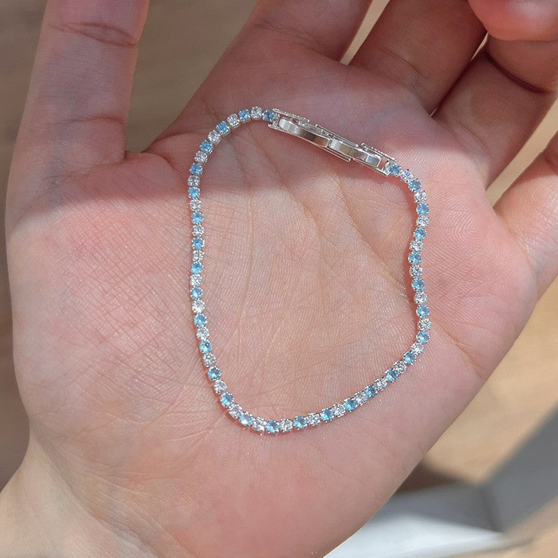 Sweet Minimalist Geometric Floral Brass Bracelet with Cubic Zirconia Inlay for Women
