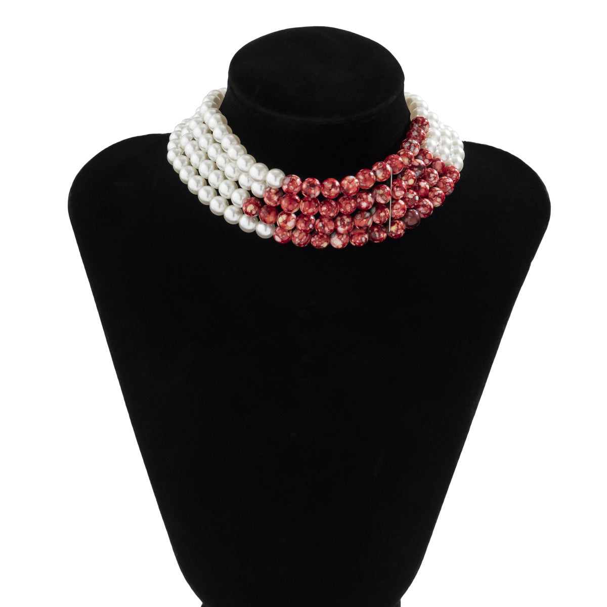 Collar Minimalista Redondo con Temática de Vampiro con Colgante de Perla de Imitación en Cadena de Perlas para Mujer