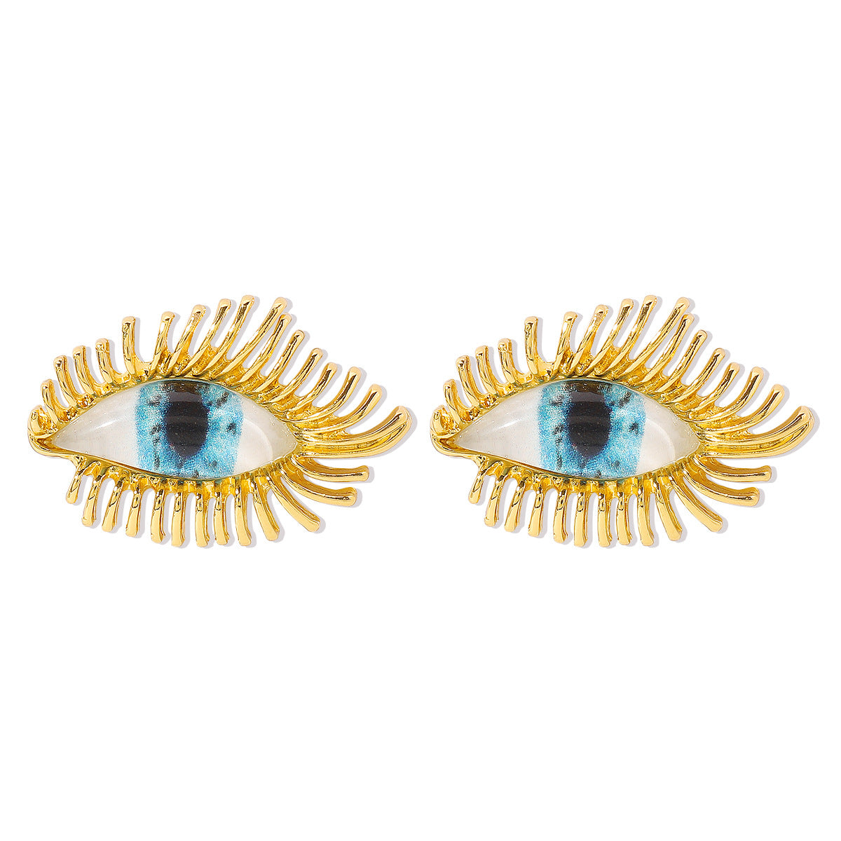 Pendientes de ojo turco de estilo vintage en aleación con detalles esmaltados y acabado chapado para mujer