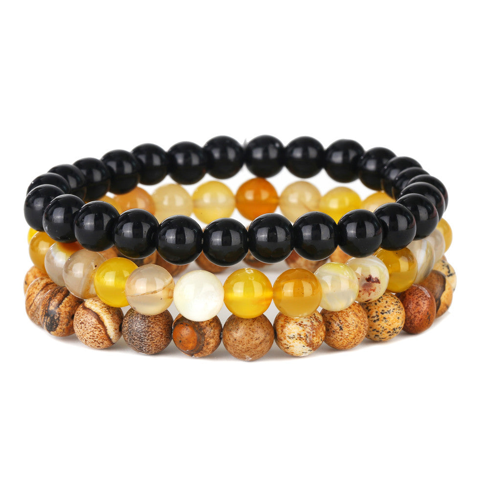 Minimalist Geometric Agate Plated Stretch Bracelet