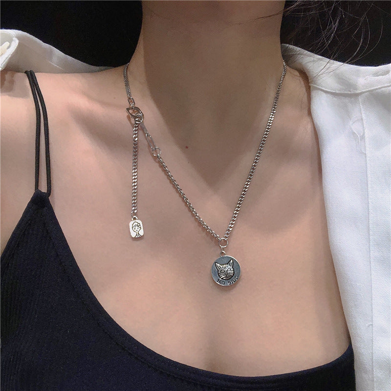 Sweet Teardrop Floral Pearl Pendant Titanium Steel Necklace for Women and Men