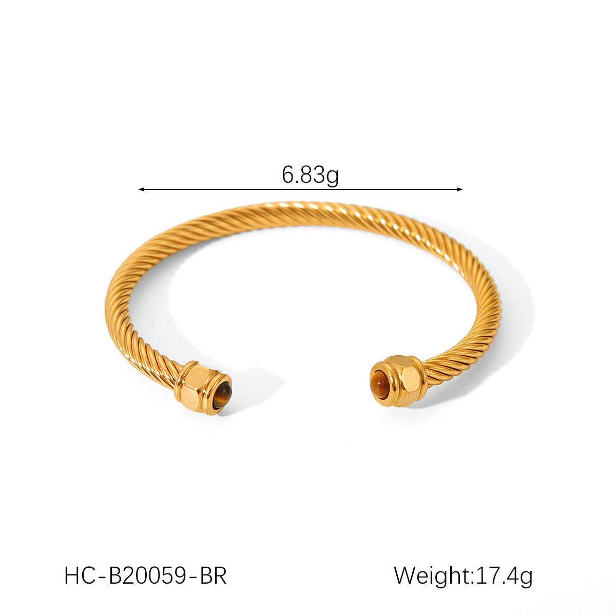 Minimalist C-Shaped Titanium Steel Bracelet for Women with Plated Finish and Twist Design
