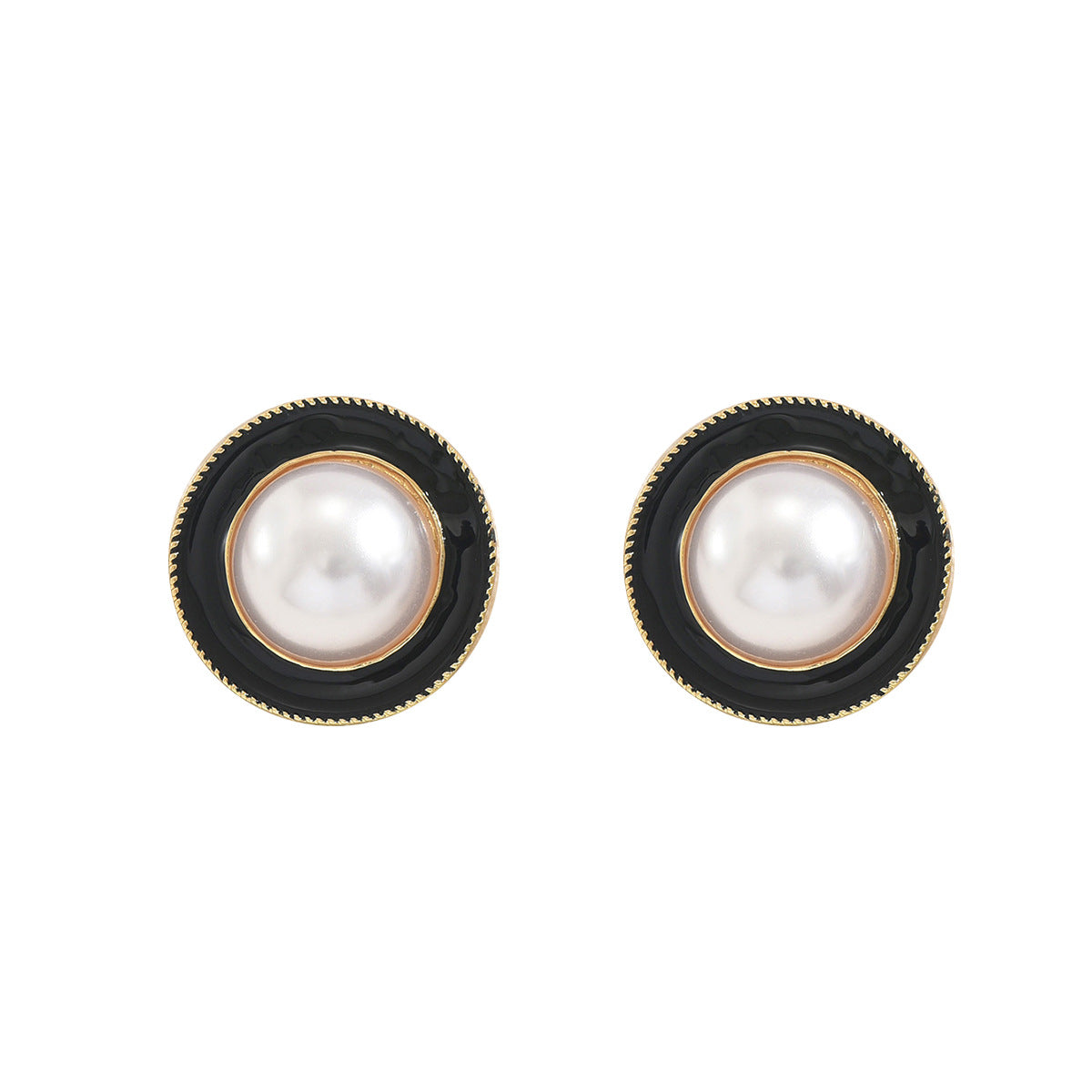 Orecchini a Perno Minimalisti Geometrici con Perle in Lega di Zinco con Lavorazione a Intarsio per Donna