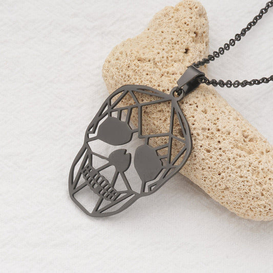 Collana con Pendente Teschio Vuoto Stile Hip-Hop Gotico in Acciaio Inox con Pendente in Acciaio al Titanio e Finitura Placcata