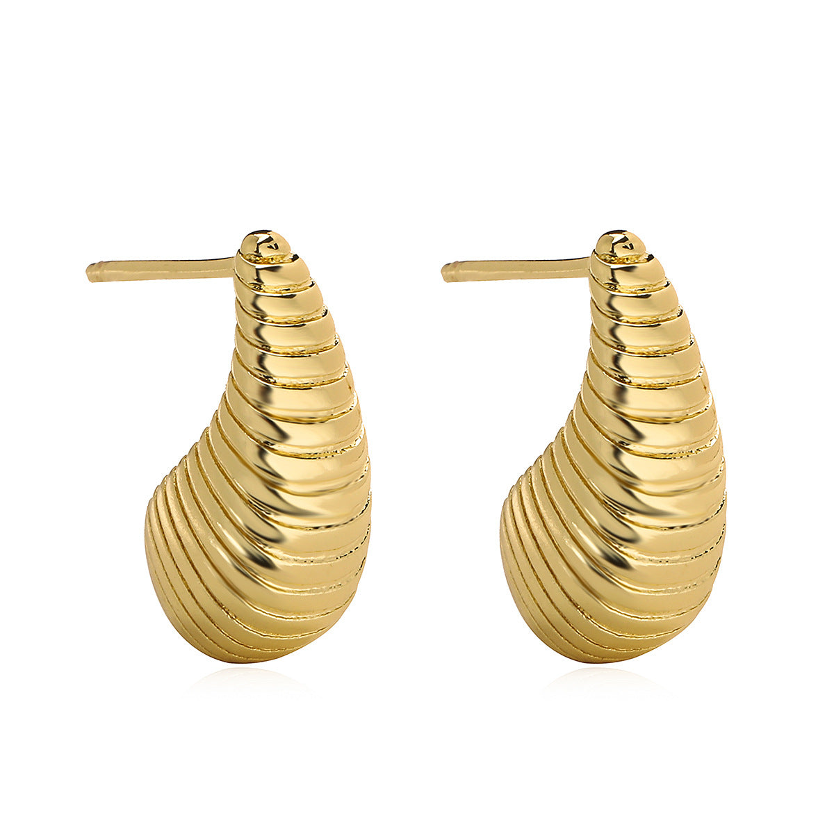 Minimalist 18K Gold Plated Brass Geometric Teardrop Earrings for Women