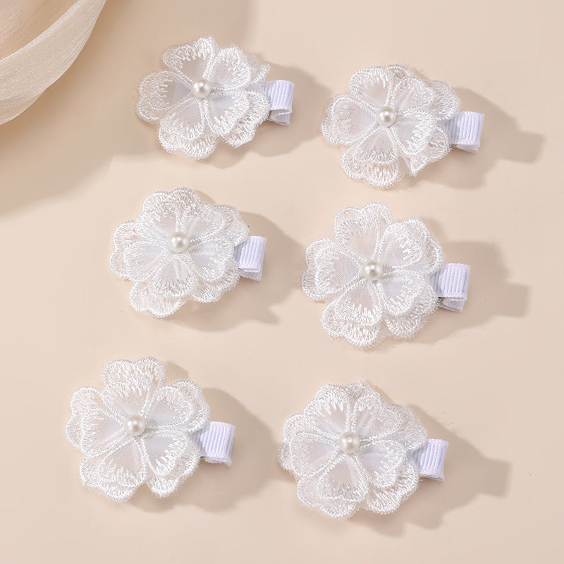 Pinza de pelo de mariposa de dibujos animados para niños hecha de tela de red con textura de punto estilo macaron pastel