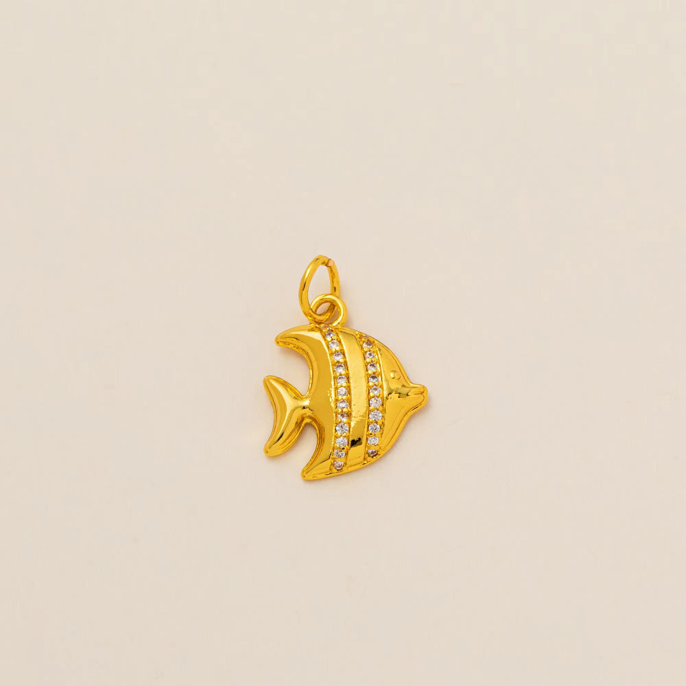 Minimalist Gold Plated Brass Pendant Necklace with Heart Moon Star Butterfly and Floral Design