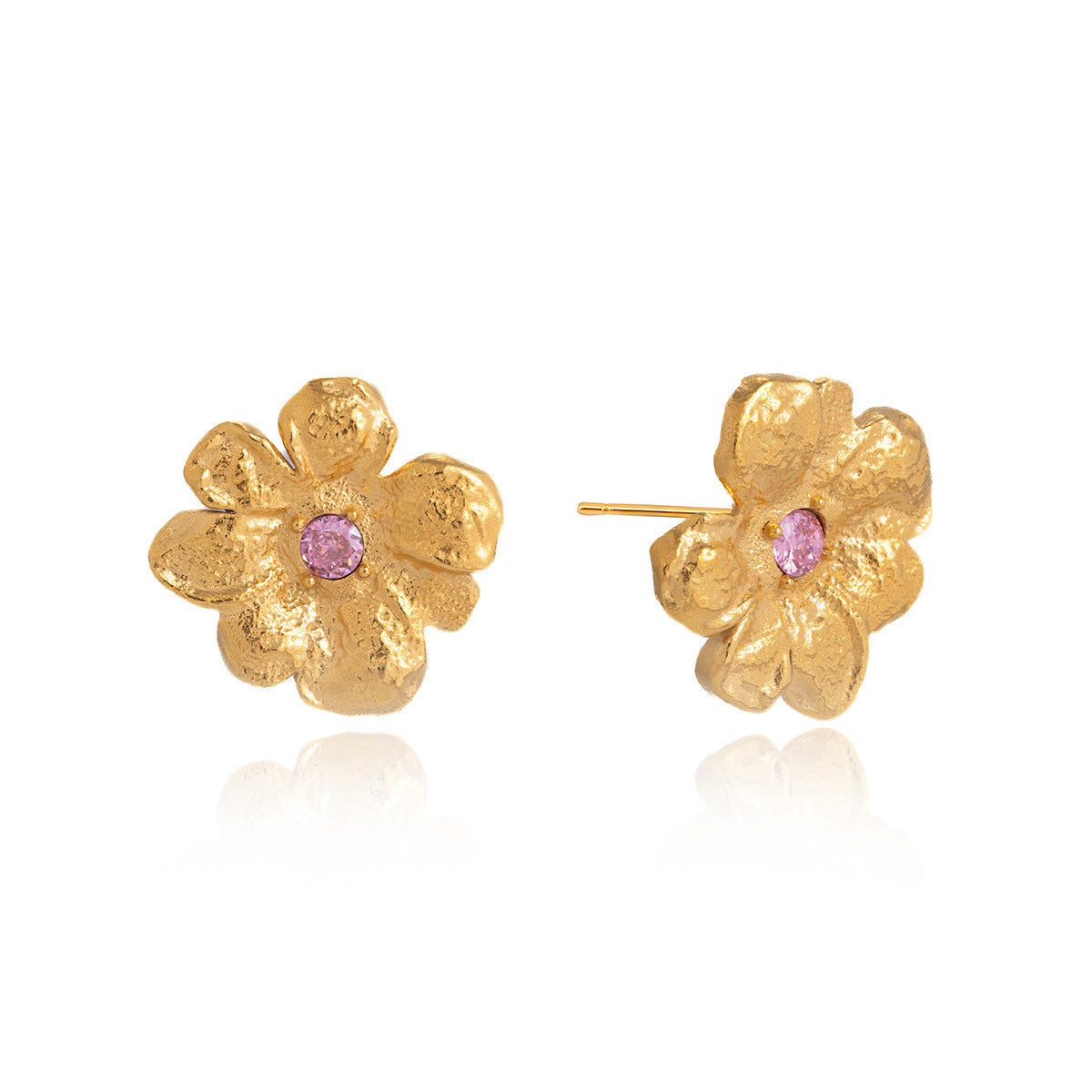 Minimalist Elegant Geometric Floral Titanium Steel Earrings PVD Plated