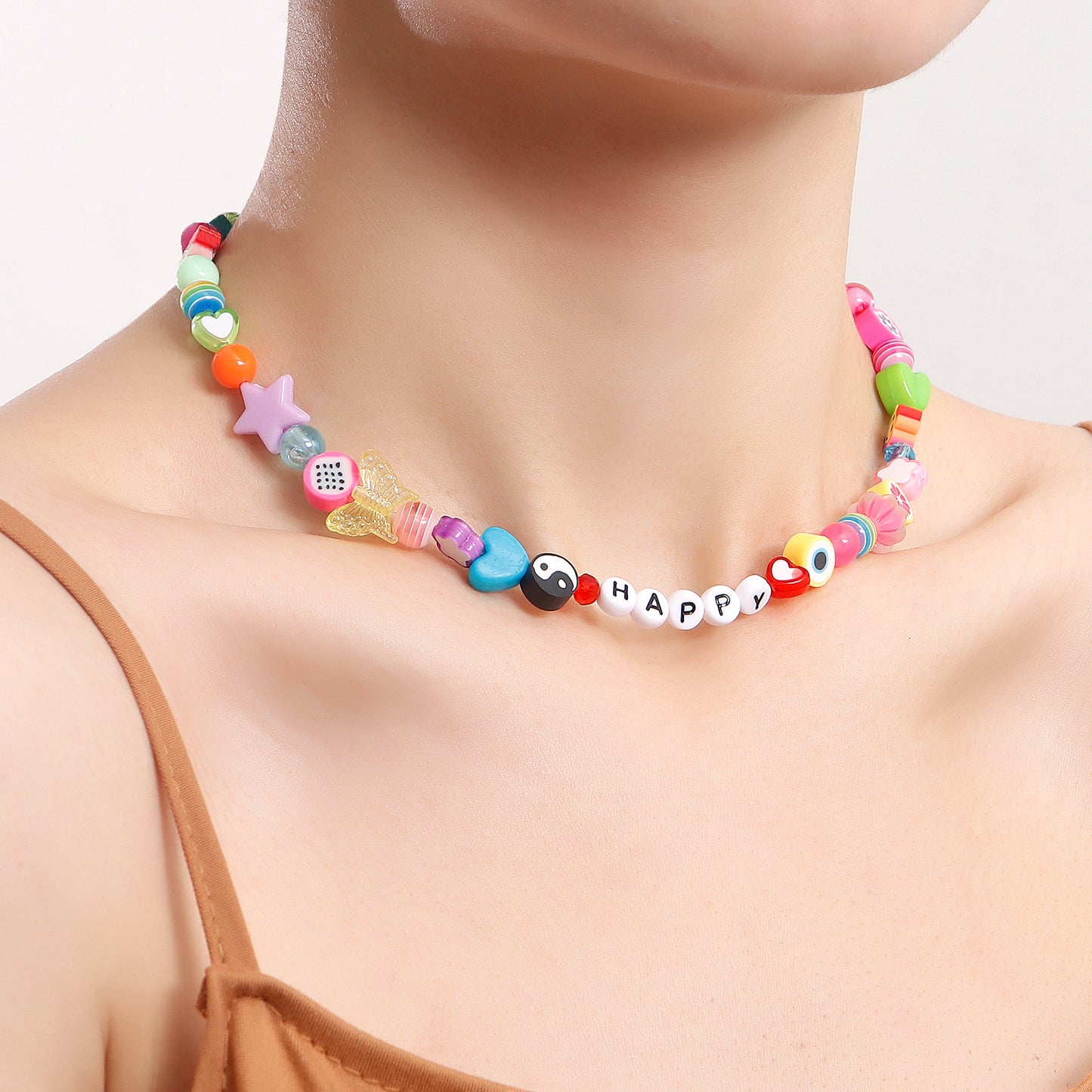 Bohemian Multicolor Alloy Letter Necklace for Women with Geometric Pendant and Plated Finish