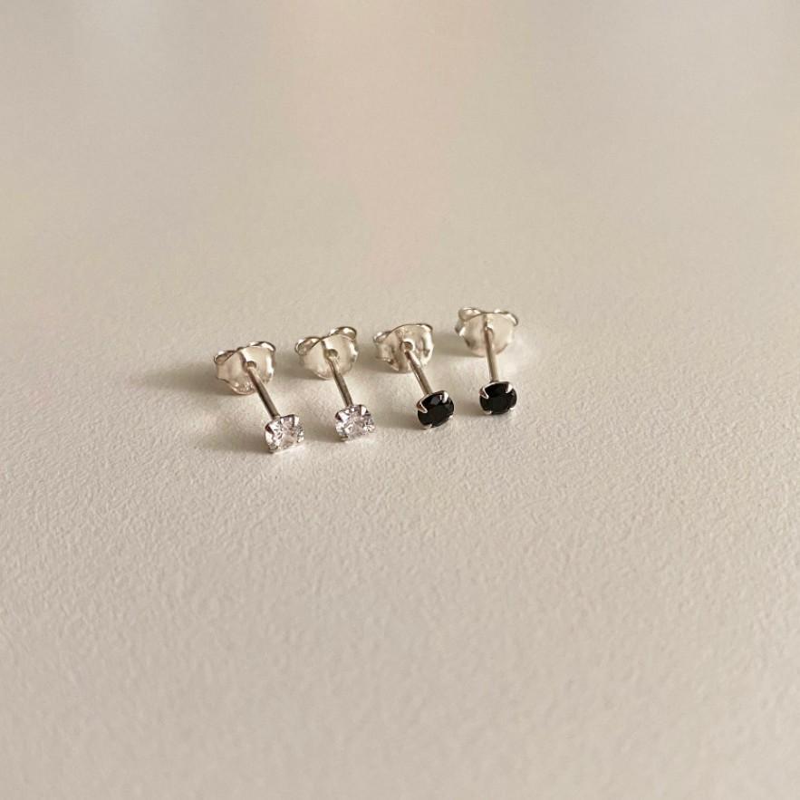 Orecchini a perno geometrici minimalisti in argento sterling 925 con zirconi cubici intarsiati da donna