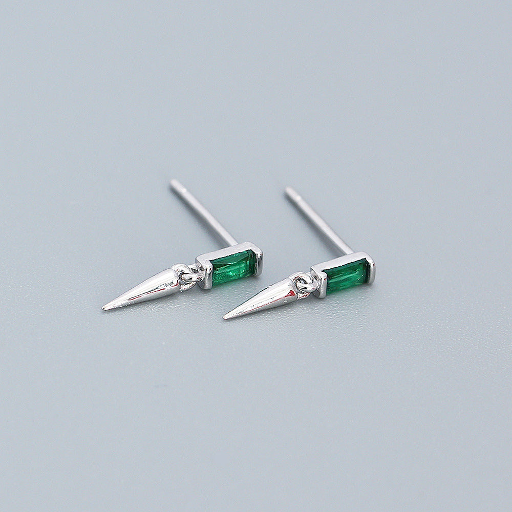 Minimalist 925 Sterling Silver Square Geometric Cubic Zirconia Inlay Earrings