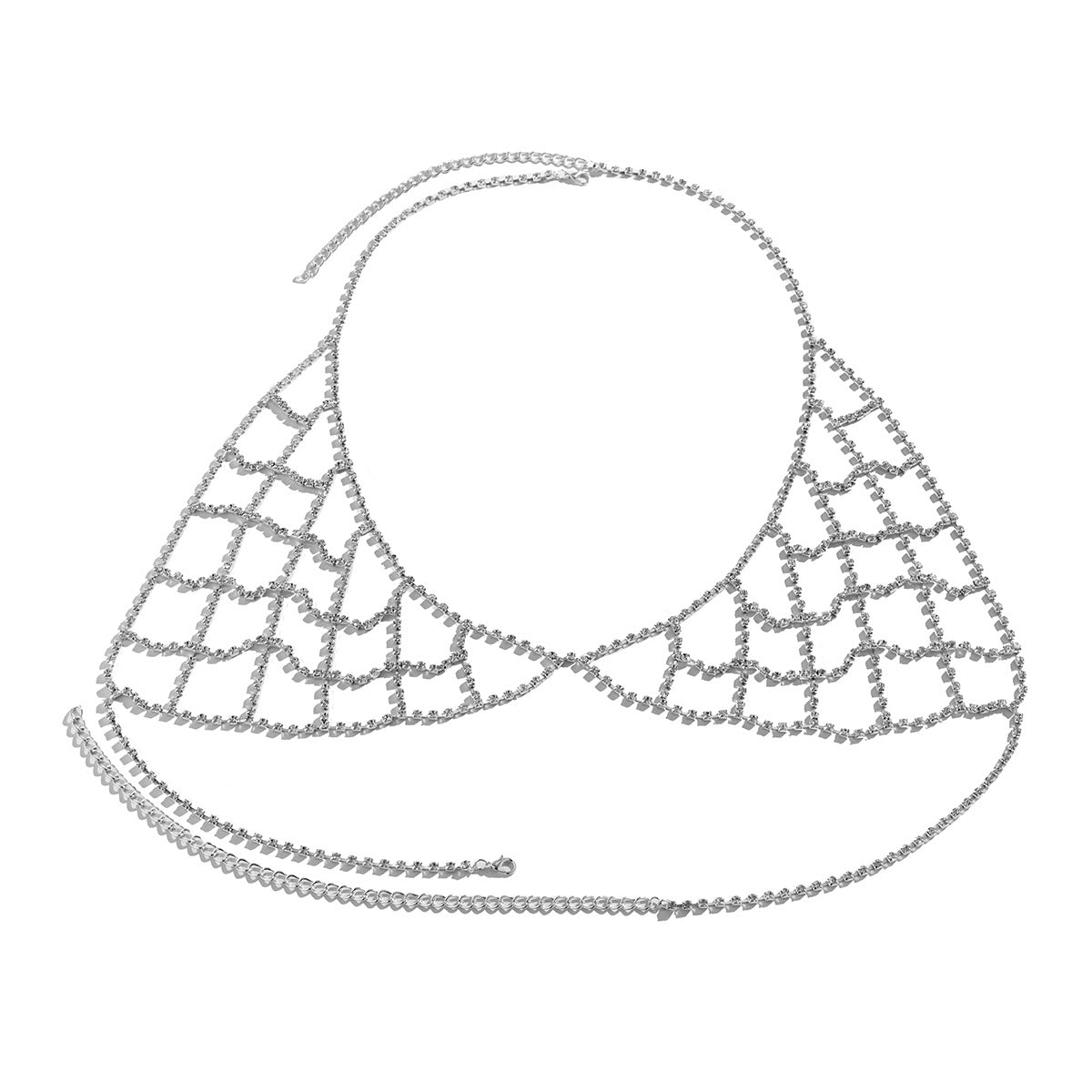 Geometric Plated Alloy Body Chain with Gemstone Inlay for Women