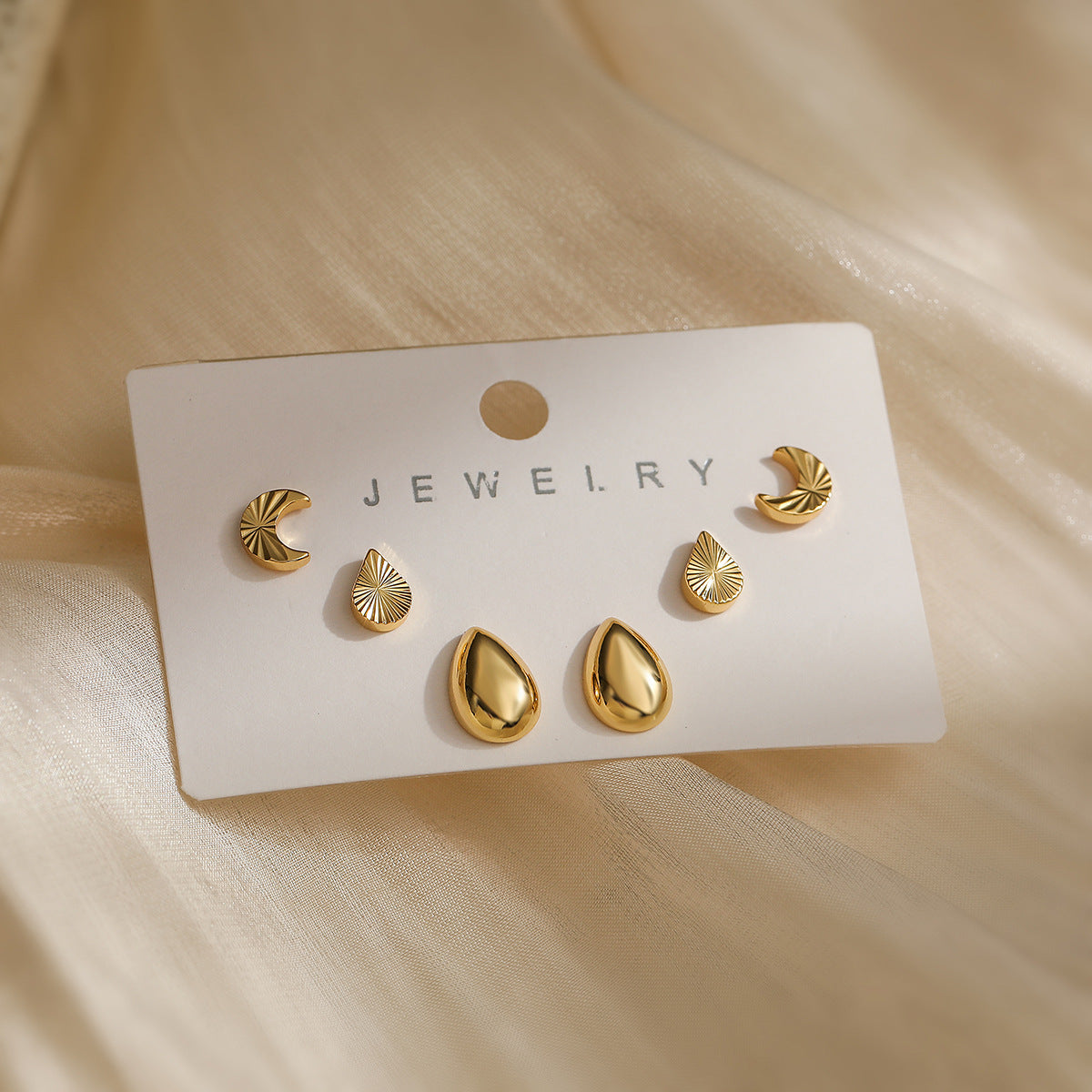 Orecchini a Cuore Geometrici Minimalisti in Rame con Placcatura in Oro 18K da Donna