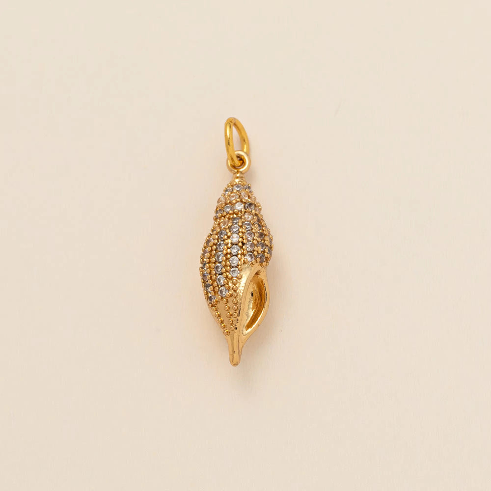 Minimalist Luxury Plated Brass Animal Shape Cubic Zirconia Charm Bar with Corn Chain