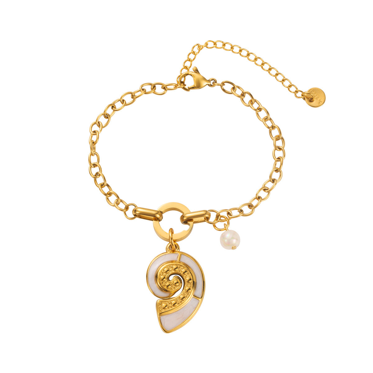Collana con Pendente a Conchiglia Minimalista in Acciaio Inossidabile con Ciondolo in Acciaio al Titanio e Placcatura Oro da Donna
