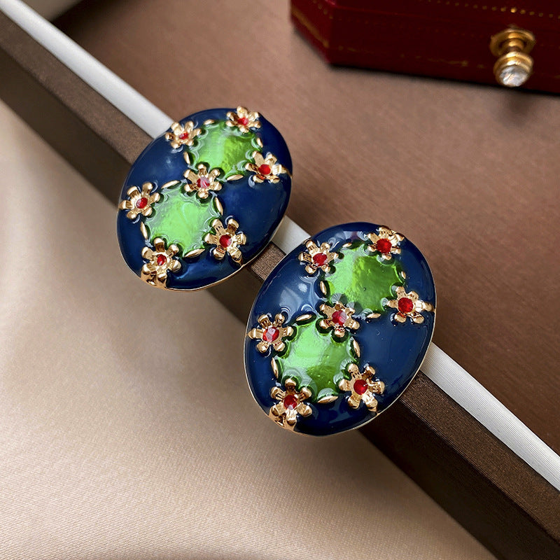 Vintage Geometric Alloy Earrings with Gold-Plated Finish and Stainless Steel Posts for Women