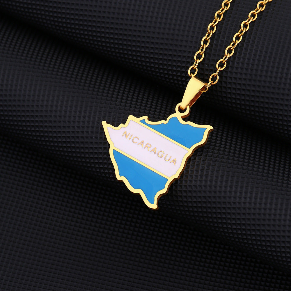 Collar con colgante de esmalte geométrico vintage de acero de titanio con cadena tipo O para unisex