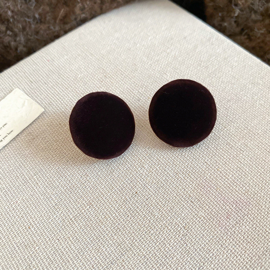 Orecchini a perno in tessuto retrò minimalista con perni in argento sterling 925, forma geometrica rotonda da donna per uso quotidiano