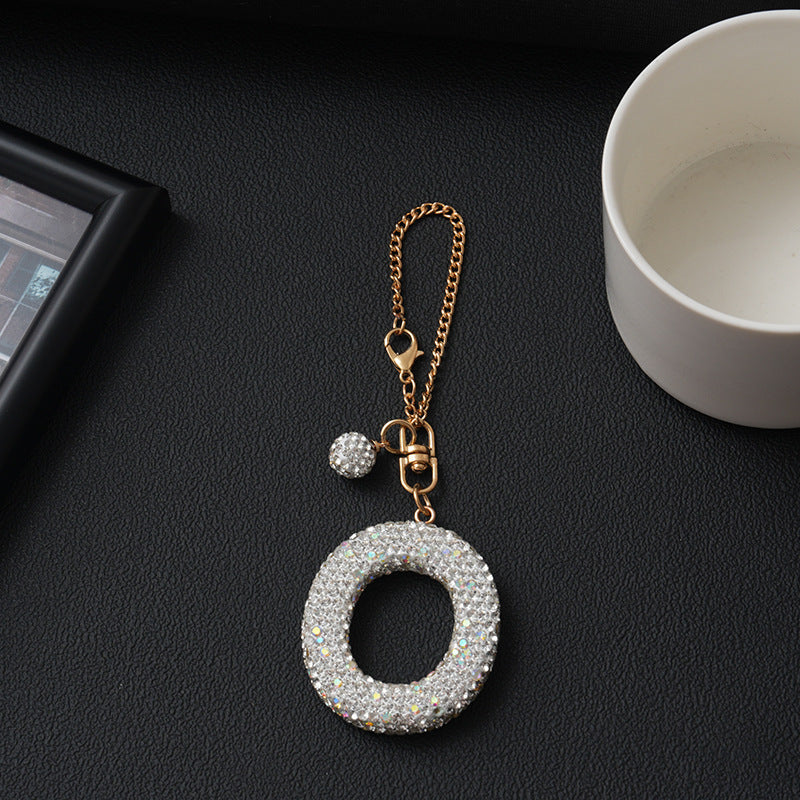 Luxury Rhinestone Letter Pendant Resin Charm for Car Cup Chain