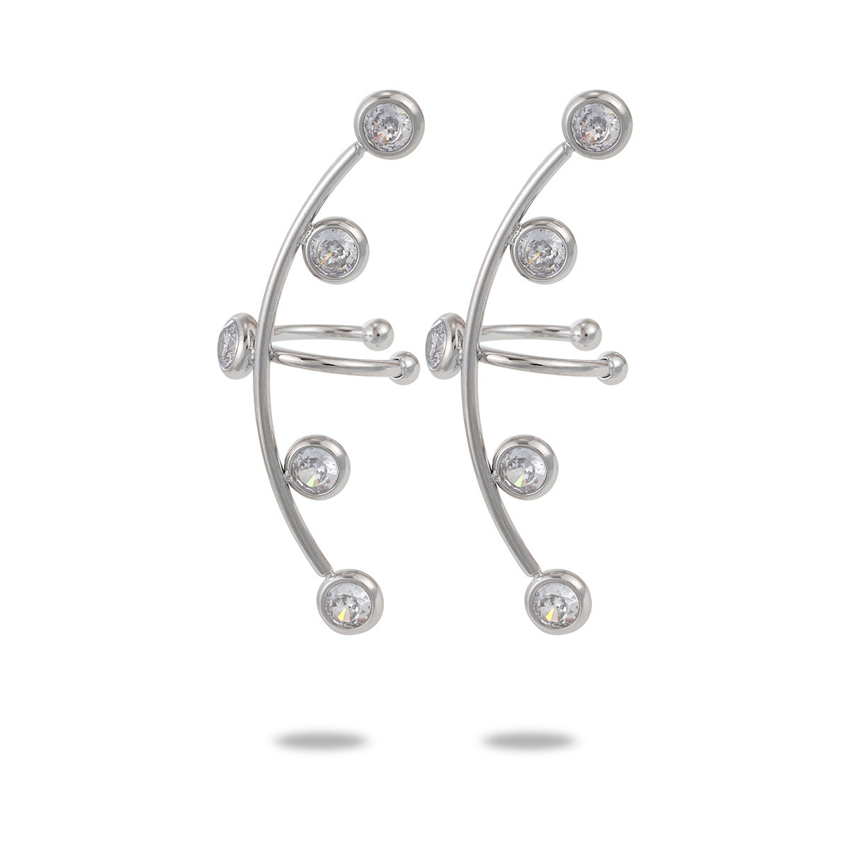 Vintage 18K Gold Plated Geometric Stainless Steel Ear Cuffs with Colorful Zircon for Women