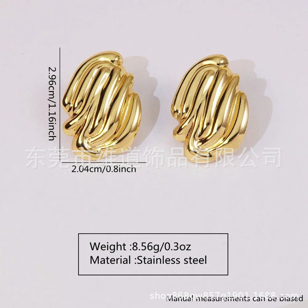 Beach Style Stainless Steel Geometric Starfish Shell Stud Earrings for Women