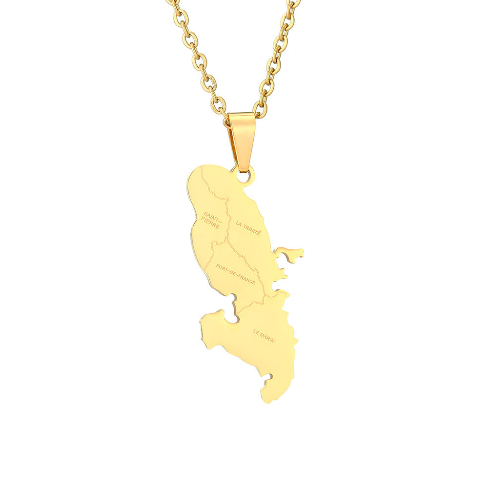 Collar con Colgante Geométrico de Estilo Étnico para Parejas, de Acero Inoxidable con Colgante de Acero de Titanio y Cadena O con Acabado Galvanizado