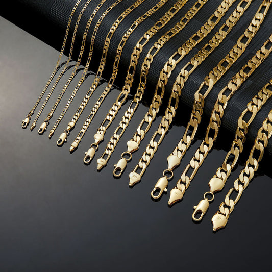 Collana a catena geometrica in acciaio al titanio lucido placcato oro 14K unisex