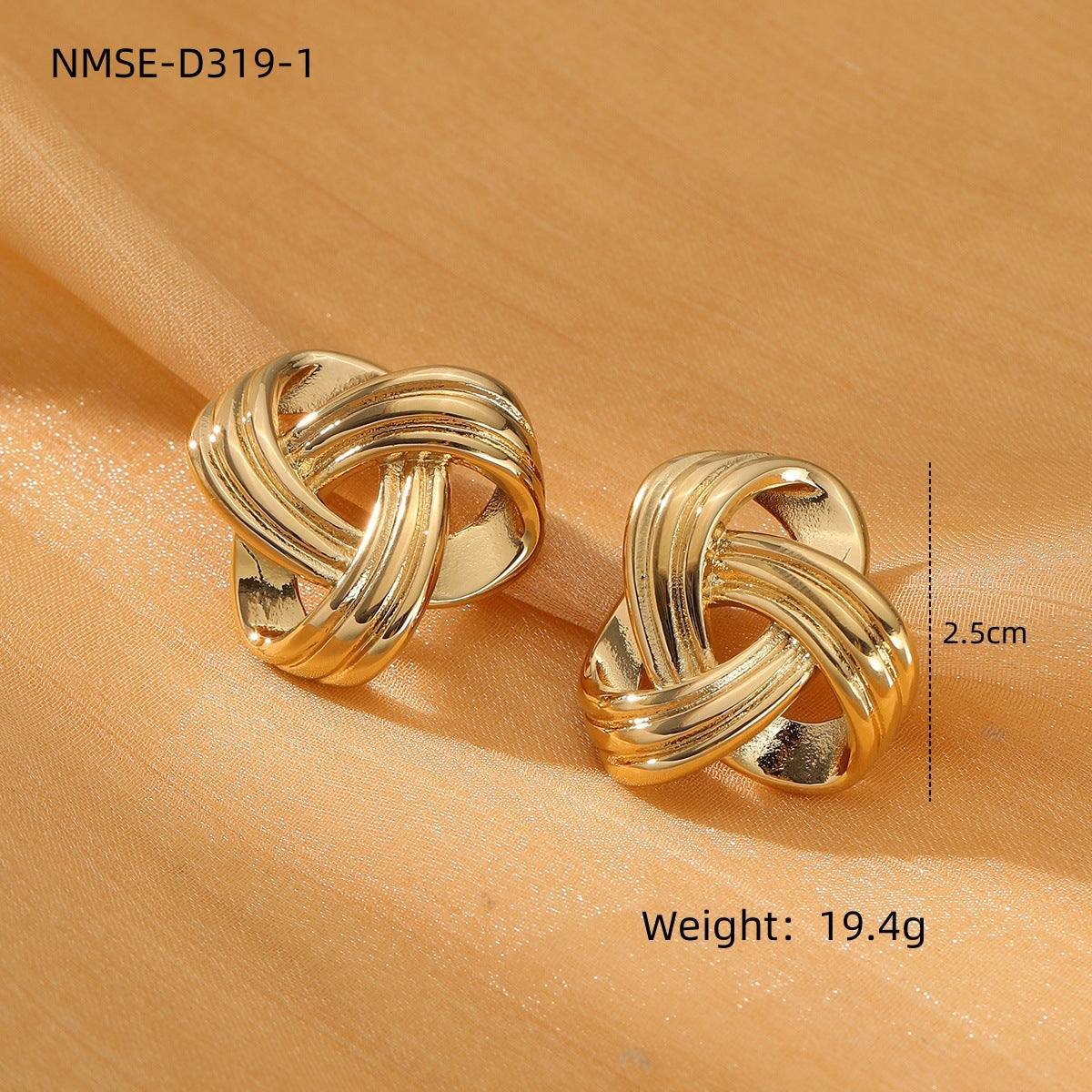 Orecchini geometrici in acciaio inossidabile placcato in stile francese vintage da donna