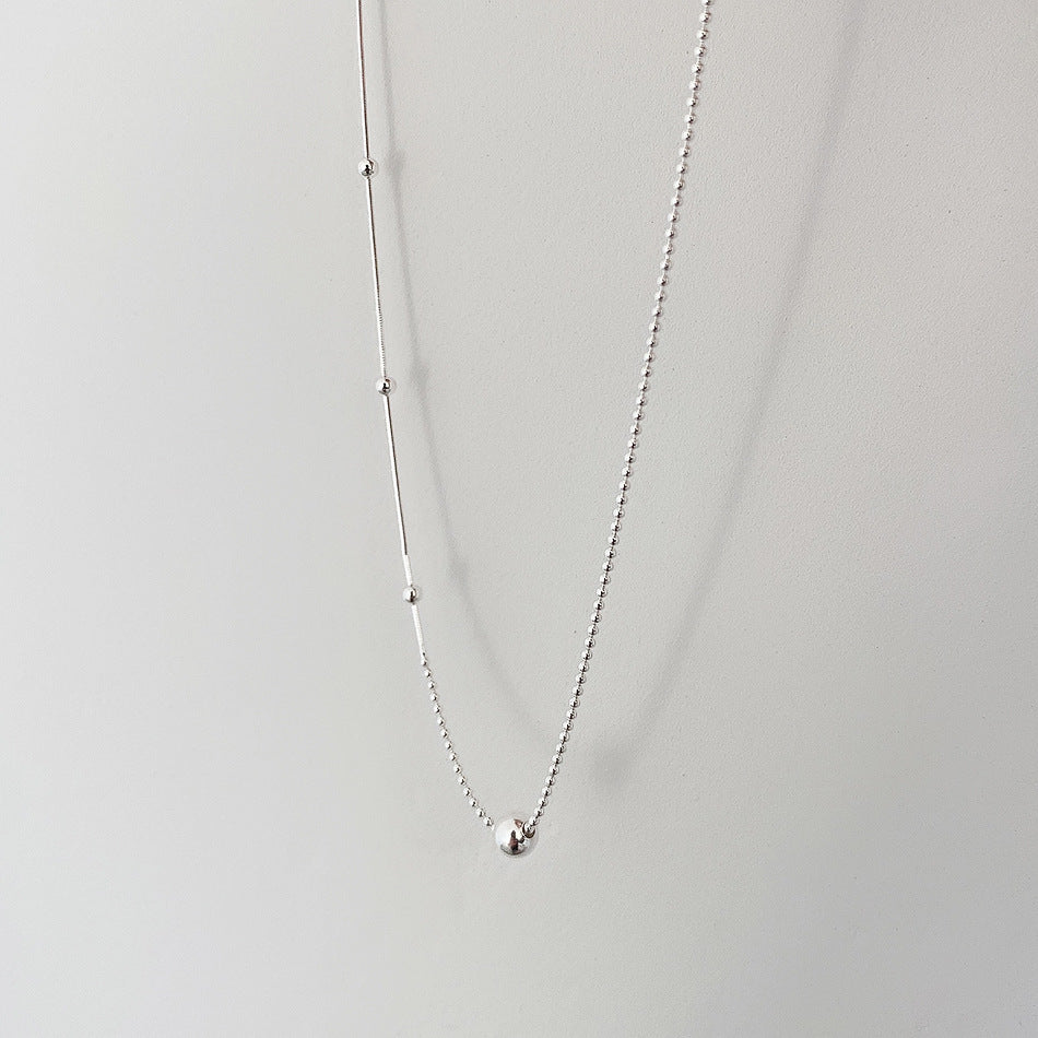 Collana minimalista in argento sterling 925, con catena a scatola, a serpente, a pois tondi geometrici