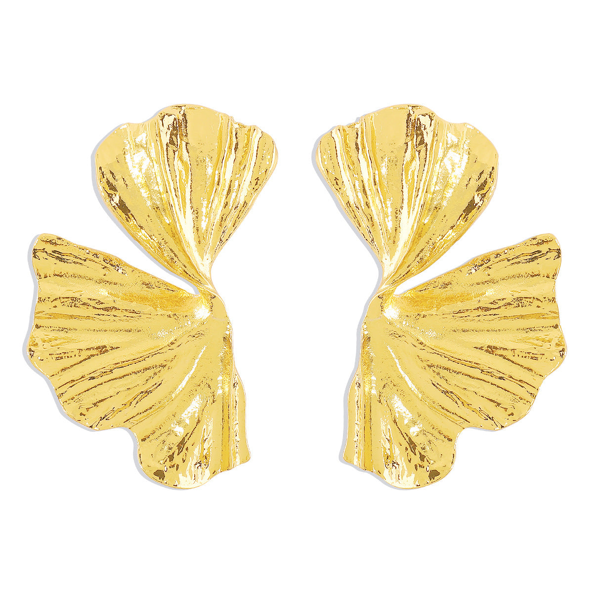 Pendientes de Hoja de Ginkgo Geométricos Dulces y Atrevidos de Aleación con Acabado Galvanizado para Mujer