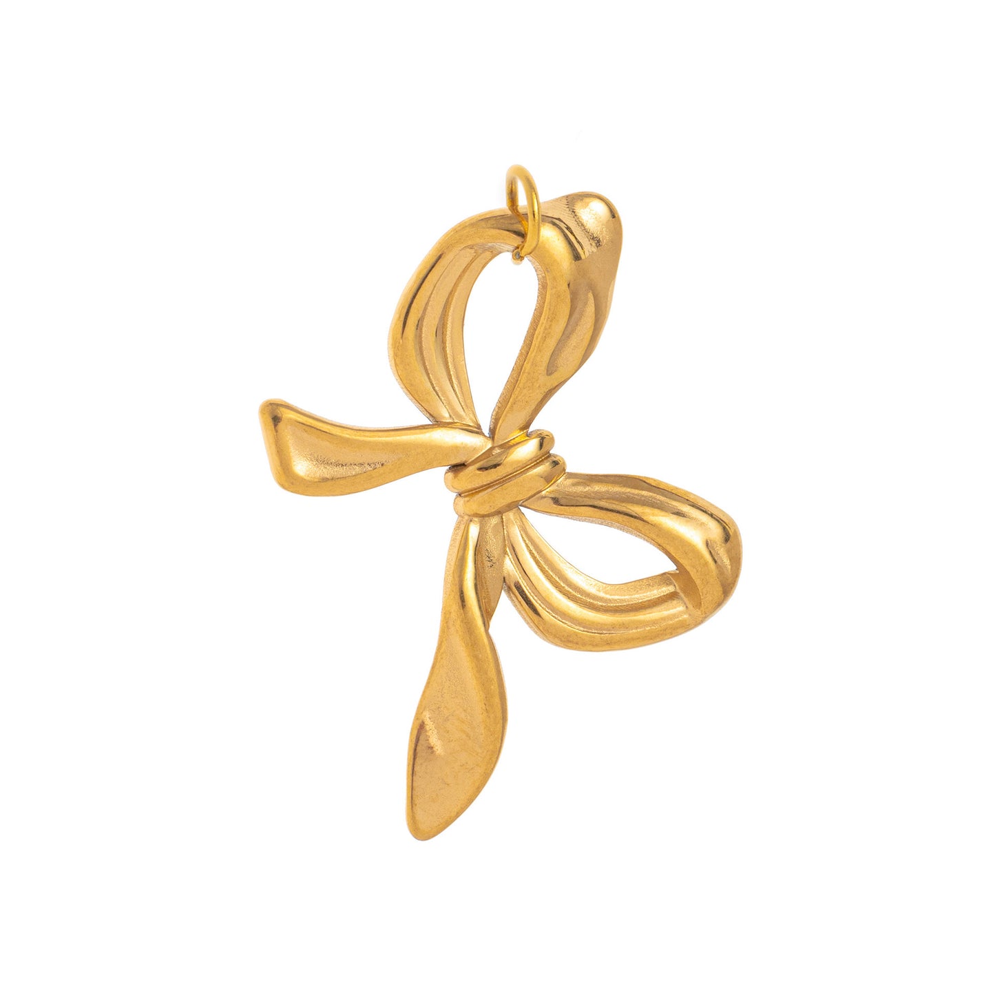 Vintage 18K Gold Plated Titanium Steel Heart Bow Charm Bar