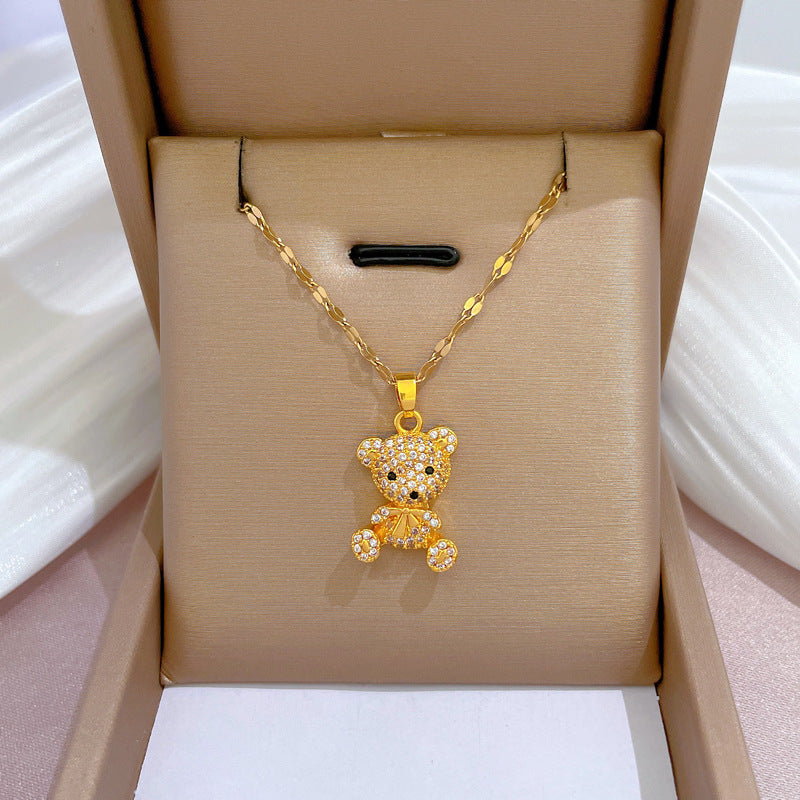 Collar con colgante de luna geométrica para mujer en acero de titanio con acabado chapado, elegante cadena de clavícula para bodas y fiestas