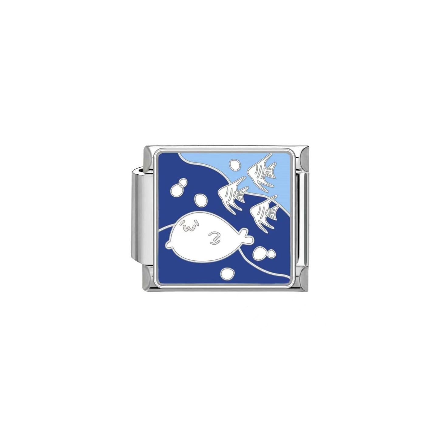 Vintage Plated Stainless Steel Modular DIY Charm Bar Bracelet with Teardrop Moon Elements Unisex