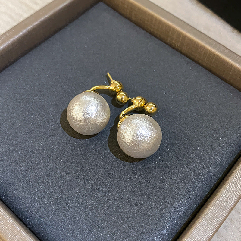 Eleganti Orecchini a Perno da Donna in Stile Francese Vintage con Zirconi Geometrici e Perle Imitazione