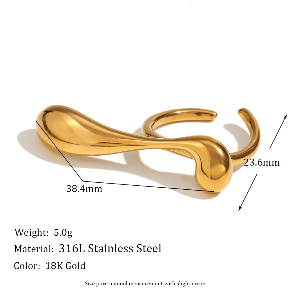 Anello con lettera geometrico minimalista vintage in acciaio inossidabile placcato oro 18K