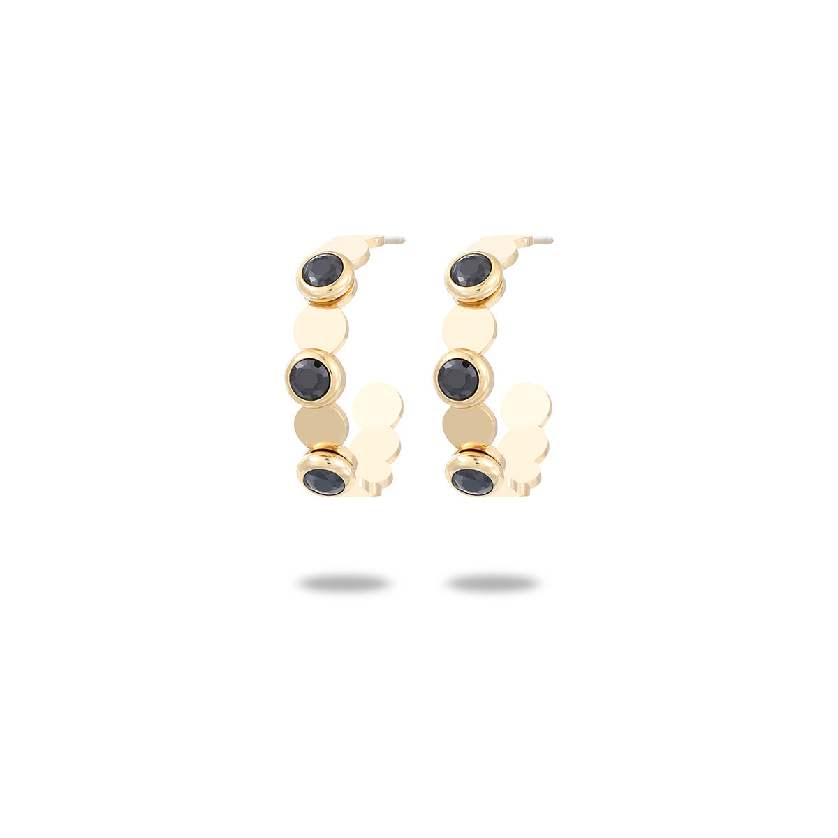 Pendientes de Acero Inoxidable Geométricos de Moda para Mujer con Chapado en Oro de 18K e Incrustaciones de Zirconia