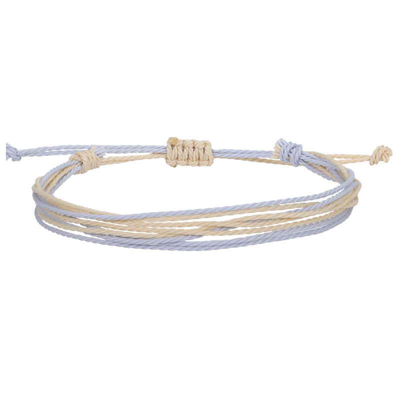 Bohemian Sweet Handmade Braided Wax Cord Bracelet U Shape Unisex Lucky Charm