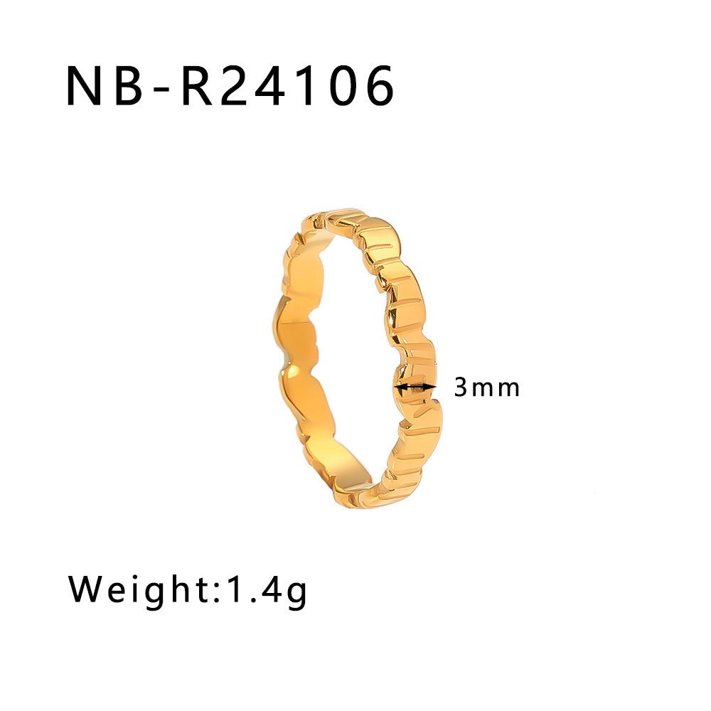 Elegante Anello in Acciaio Inossidabile con Trama Intrecciata e Intarsio di Strass con Motivi a Foglia, Onde e Forme Geometriche per Uomo e Donna
