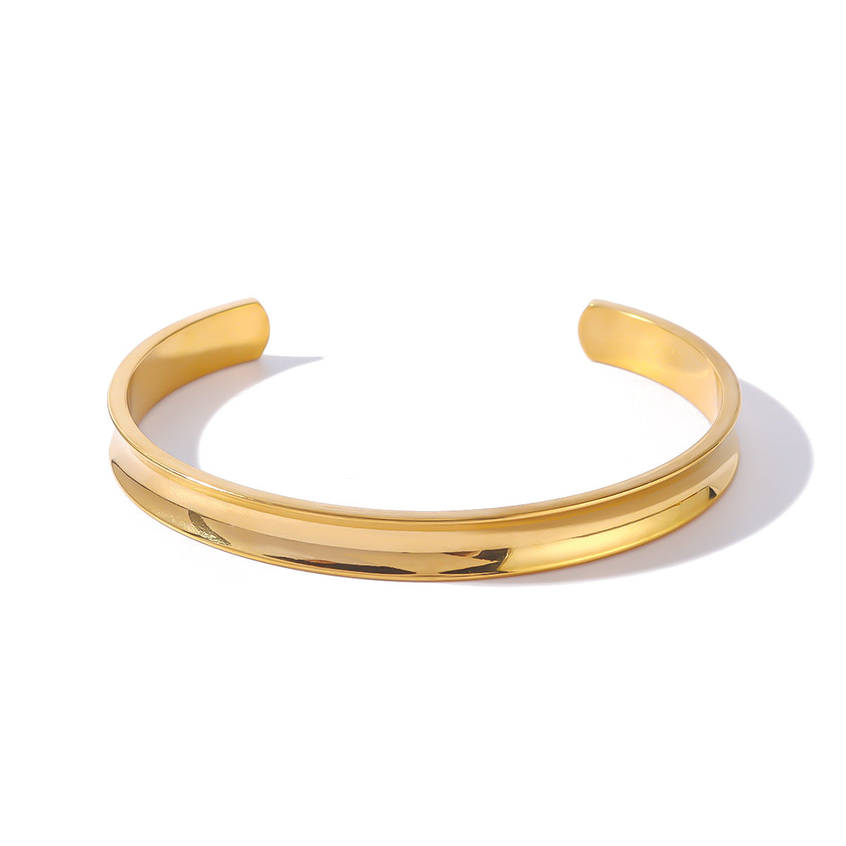 Bracciale a C minimalista in acciaio inossidabile placcato oro 18 carati per uomo e donna