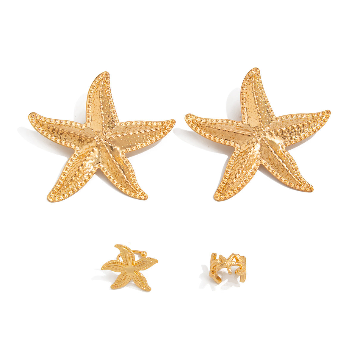 Pendientes de aleación con forma de estrella y flor, estilo bohemio, con incrustaciones de diamantes de imitación para mujer