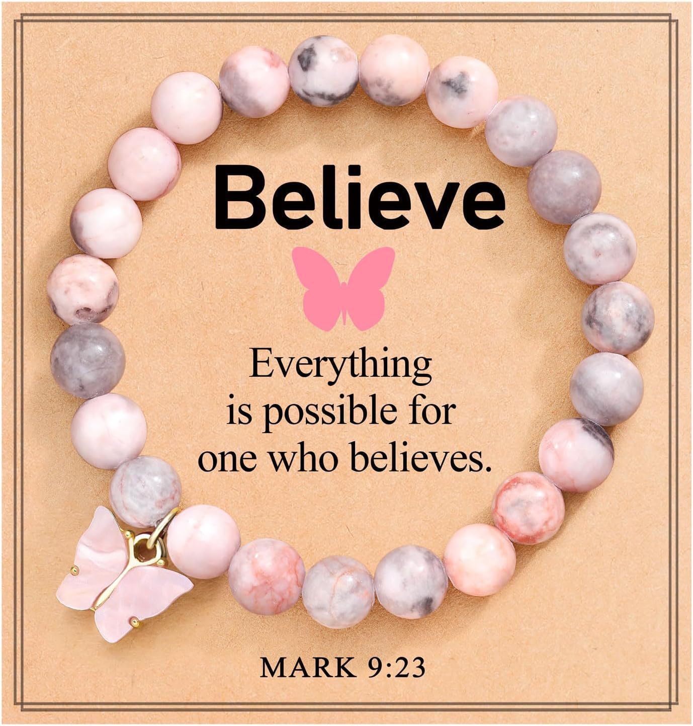 Sweet Zebra Print Agate Butterfly Bracelet Unisex Handmade Woven Bangle with Gift Card