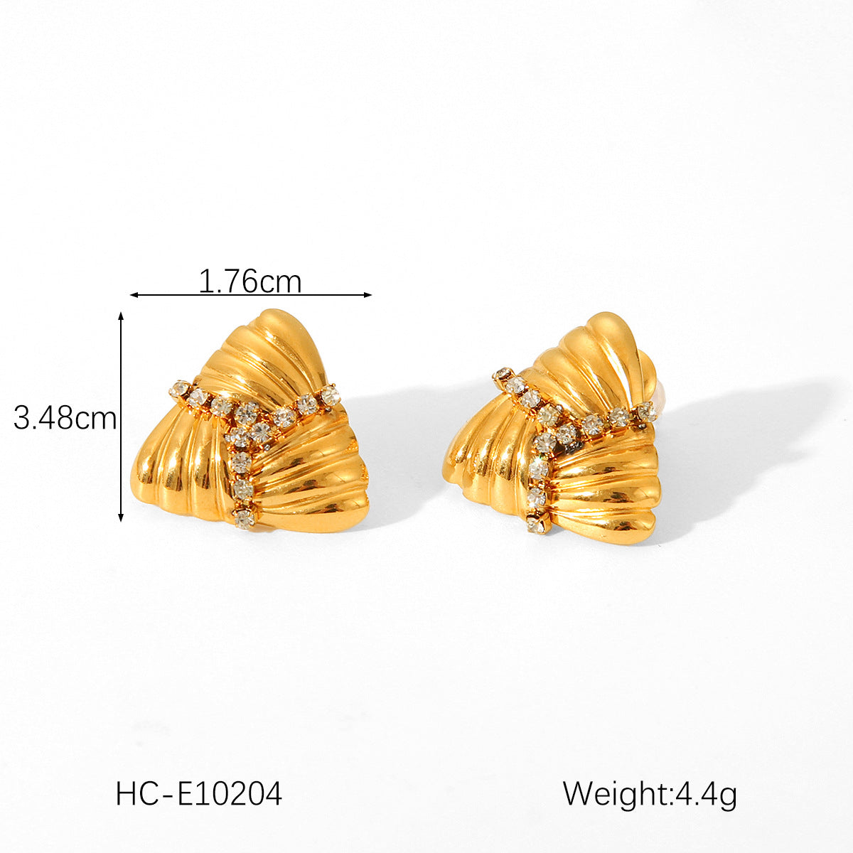 Ins Style 18K Gold Plated Titanium Steel Geometric Bowknot Water Drop Rhinestone Earrings for Women
