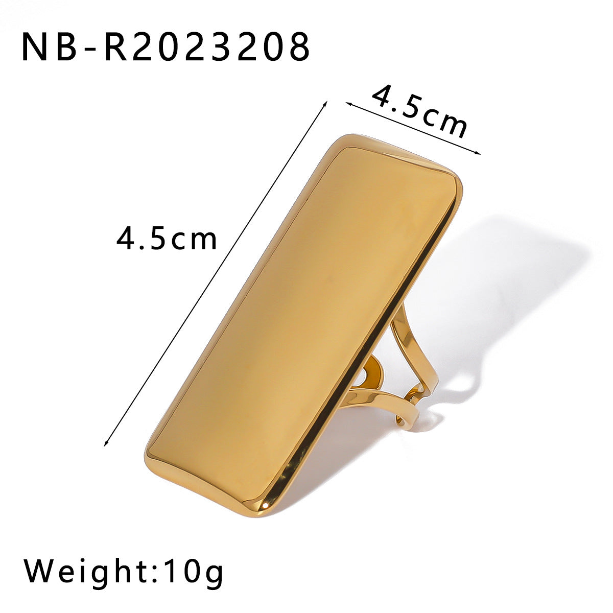 Anello Minimalista Geometrico in Acciaio Inossidabile con Placcatura in Oro 18K da Donna con Finitura Liscia Lucida e Forme a Cuore, Quadrato e Conchiglia