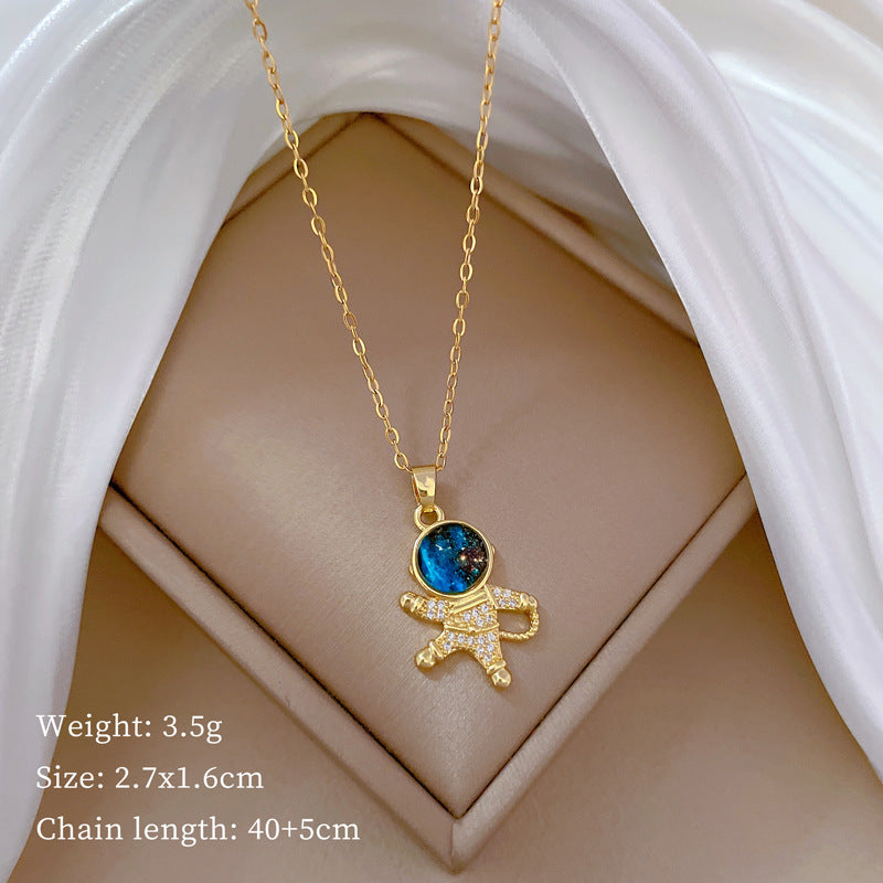 Collar de titanio con diamantes de imitación, cielo estrellado geométrico, para mujer, cadena de labios minimalista, estilo dulce