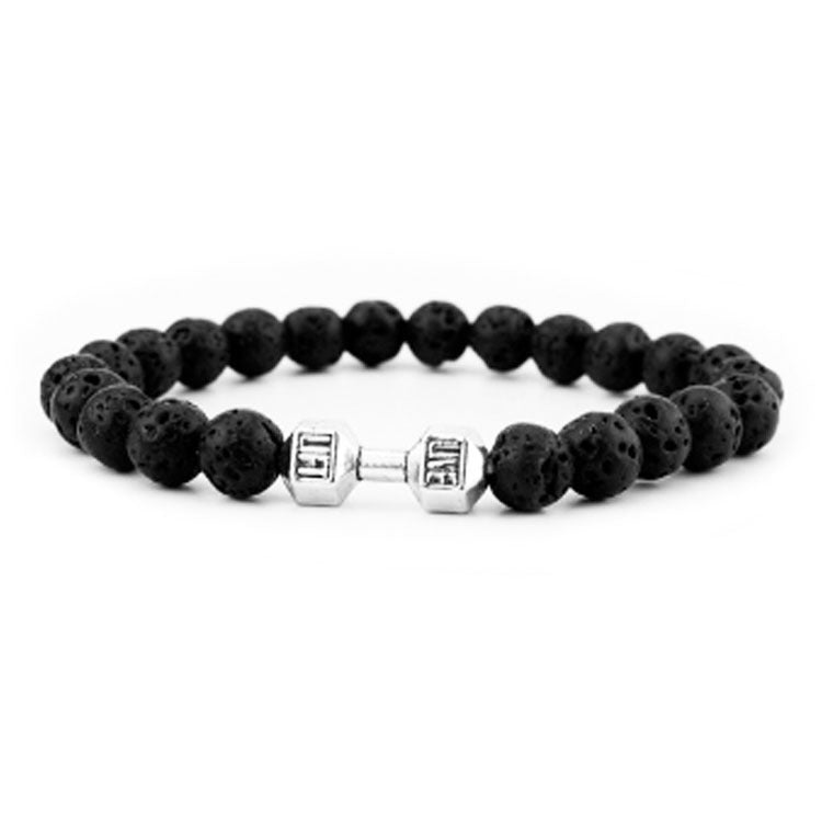 Matte Geometric Alloy Bracelet Unisex Volcanic Stone Energy Beads