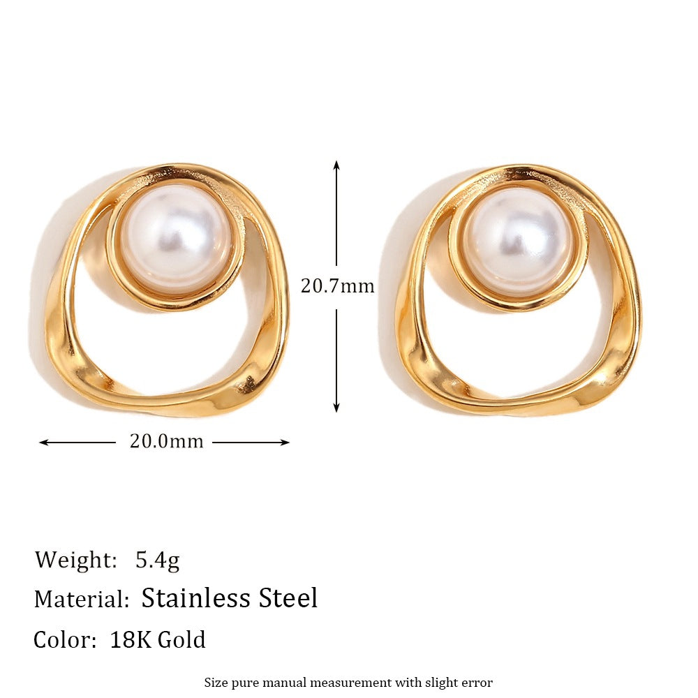 Orecchini a perno da donna minimalisti geometrici a petalo in acciaio inossidabile con placcatura in oro 18K