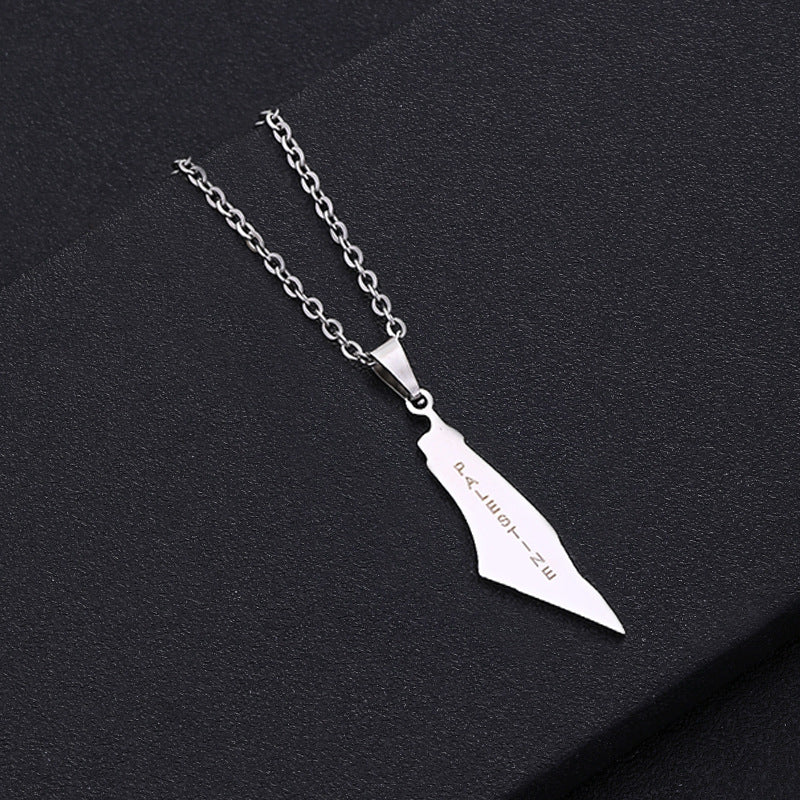 Collar con colgante de letra geométrica para mujer y hombre en acero inoxidable con dije de acero de titanio y acabado galvanizado