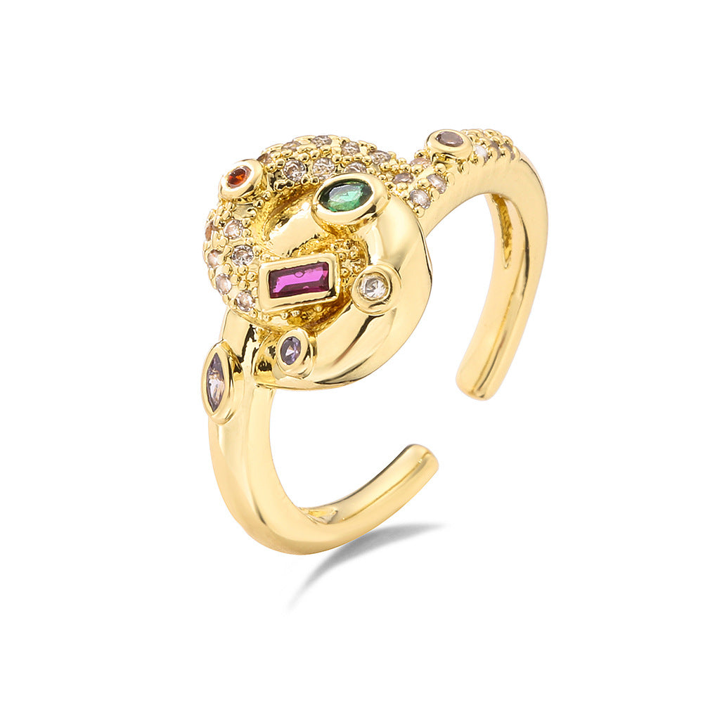 Minimalist Geometric Heart-Shaped Copper Ring with Gold Plating for Women